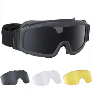 Tactical Goggles Cs Outdoor Equipment Shooting Protection Anti-Impact Three Lens Set, Cycling Motorcycle Bicycle Accessories