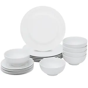 18 Pieces Dinner Plates & Bowls Set Home Kitchen Dinnerware Service for 6 Person - White