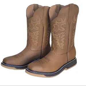 Men's Work Boots with Steel Toe, Light Brown - Boy, Walking Shoes Leather