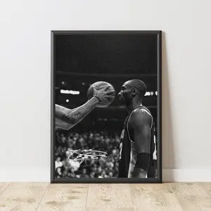 [No Frame] Kobe Bryant Motivational Wall Poster, Black & White Basketball Wall Art, Legend Basketball Canvas Print, Home Decor Made In USA