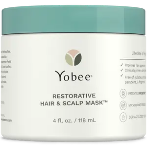 Yobee Restorative Scalp Mask for Adults - Organic Honey, Probiotic Extracts, B12 & Turmeric - Soothes Dry Scalp, Nourishes Hair Follicles, Anti-Inflammatory - 4 Oz