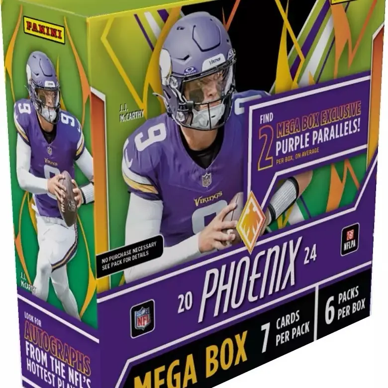 Panini Phoenix 2024 Football NFL Mega Box - 6 Packs with 7 Cards Each, 2 Purple Parallels Exclusive, Autographs from Top Players