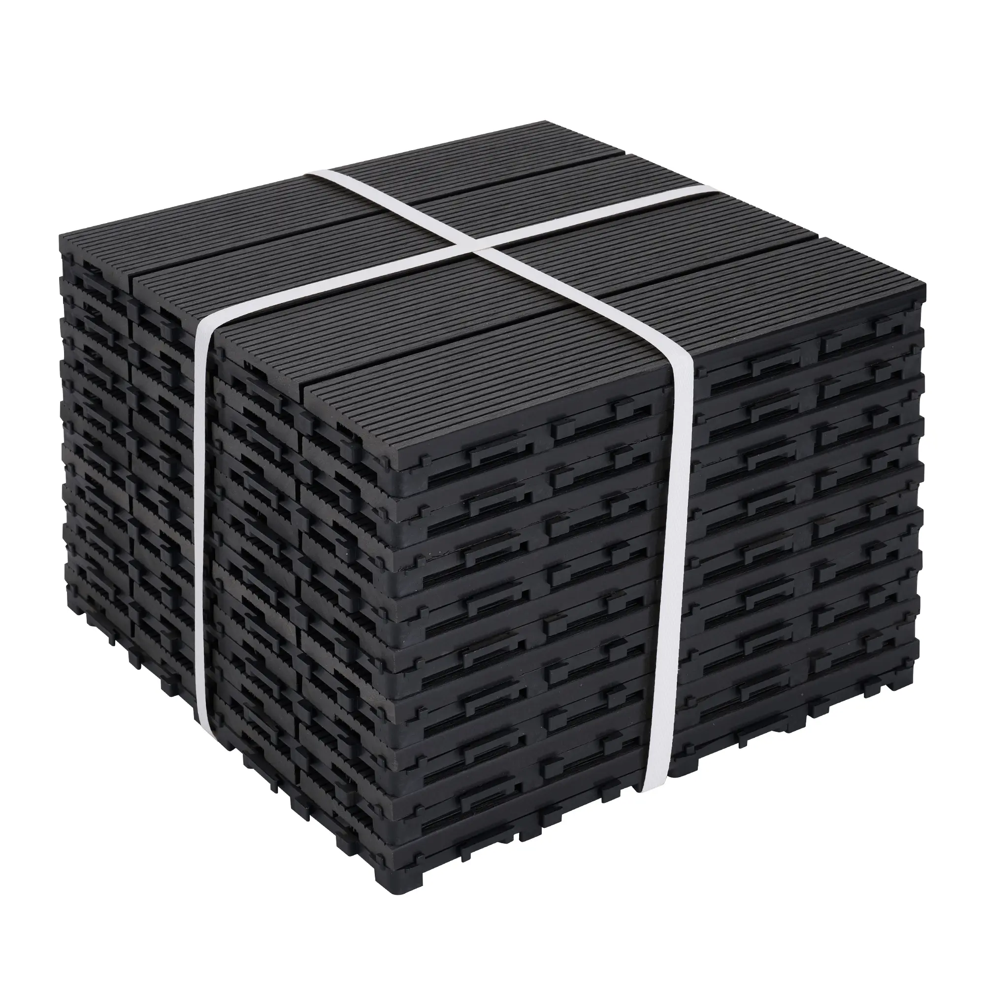 YYDS 8.7 sq. ft DIY Wood-Plastic Composite Deck Tiles, Black, Interlocking Outdoor Flooring Tiles Waterproof All Weather for Patio Balcony Backyard Patio Pavers (pack of 9)