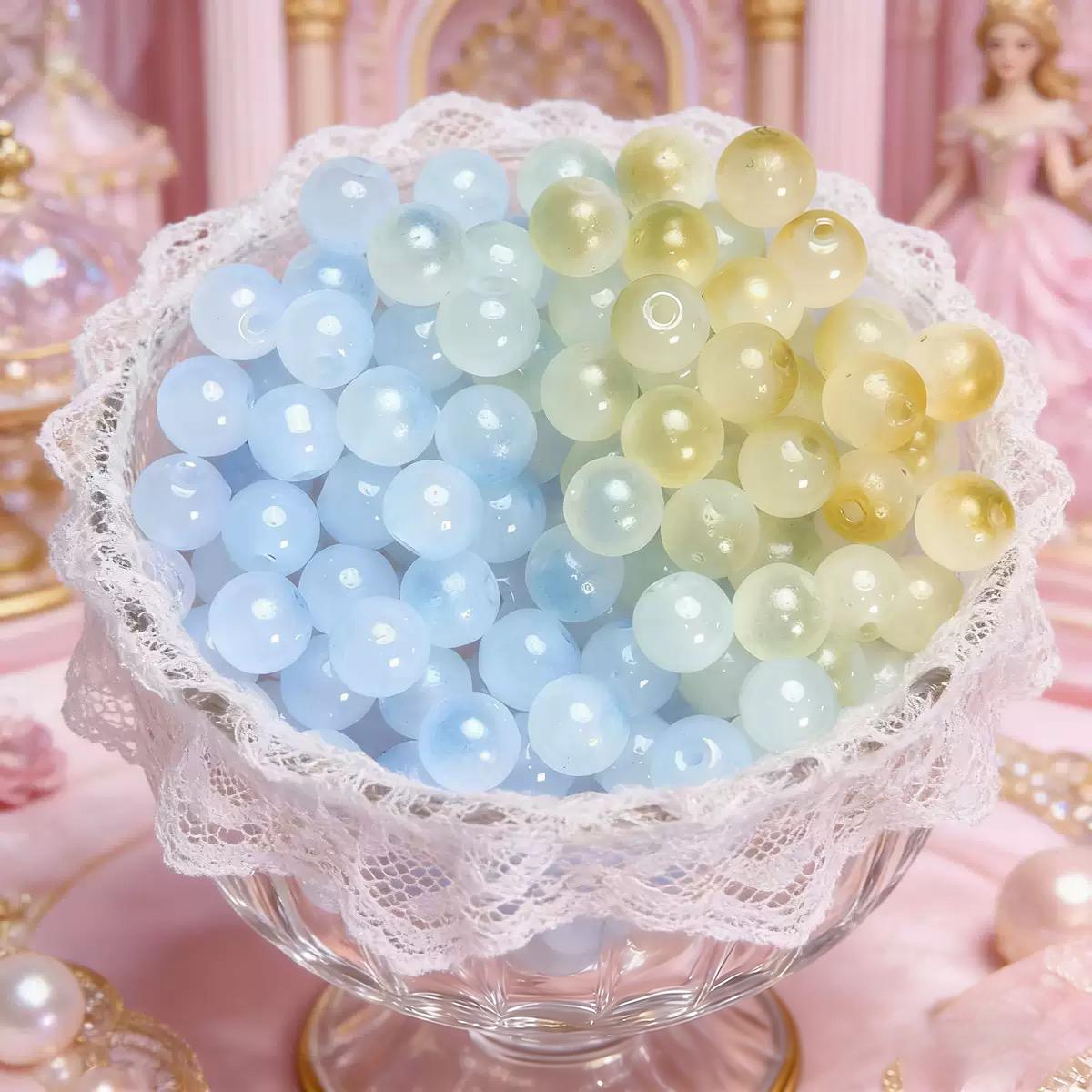 Ice Crackle Glass UV Beads & Macaron Glass UV Beads Glass Meterial