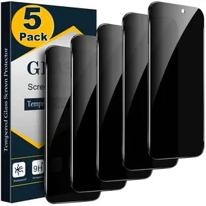 5 Pack Privacy Screen Protector for iPhone 17 16 15 14 13 12 11 Pro Max X XR 8 7 6 Plus SE, Anti Spy Tempered Glass Film, Bubble Free, Case Friendly