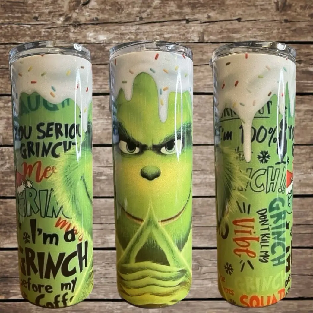 Grinchy Drippy 20 oz Skinny Tumbler