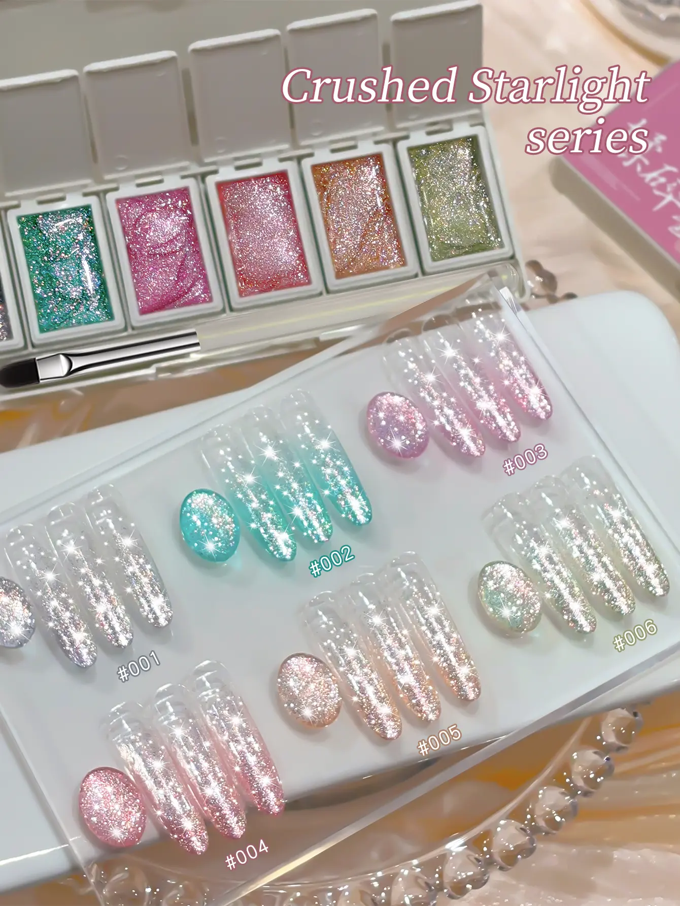 6-Color Shattered Starlight Solid Gel Set - Cosmic Glitter Hues With Twinkling Star Effects, Perfect For Dreamy Girls' Night Looks & Fantasy Nail Art, Easy Apply & Long-Lasting