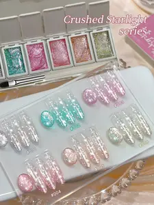 6-Color Shattered Starlight Solid Gel Set - Cosmic Glitter Hues With Twinkling Star Effects, Perfect For Dreamy Girls' Night Looks & Fantasy Nail Art, Easy Apply & Long-Lasting