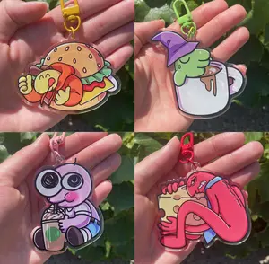 Smiling Friends Keychain Acrylic Charm - Alan Charlie Pim Glep, Cute, Durable, And Perfect For Bags, Keys, Or Gifts. Great For Daily Use Or As Thoughtful Little Gifts For Your Friends And Yourself.