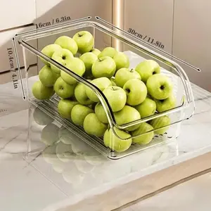 Clear Refrigerator Organizer Bins — Pull-Out Drawer for Eggs, Veggies & Snacks