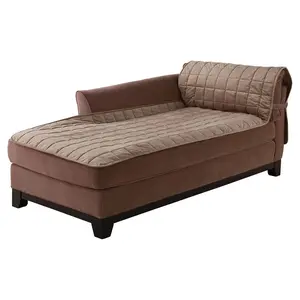 Antimicrobial Quilted Armless Chaise Furniture Protector Brown - Sure Fit