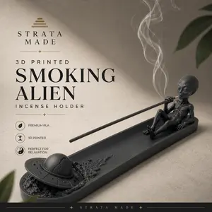 3D Printed Alien Incense Holder | Sci-Fi Stick Burner | Space Room Decor | Weirdcore Alien Gift