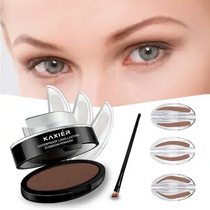 3 Pairs of Seals Eyebrow Stamp with Brow Brush Eye Brow Power One Second Make Up Nature Brow Makeup Tool (Light Brown)