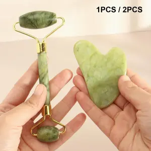 Gua Sha Facial Tools Set, Jade Guasha Tool for Face & Eye, Reduce Puffiness & Sculpt Jawline, Women Skincare Essentials, Facial Roller