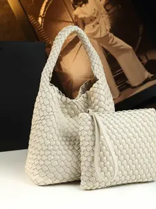 Fashionable Woven Tote Bag, Soft Leather Large Capacity Commuter Bag, Versatile Casual Handbag, Crossbody Shoulder Bag, Fashionable Patterned Bag, Fashionable Bags