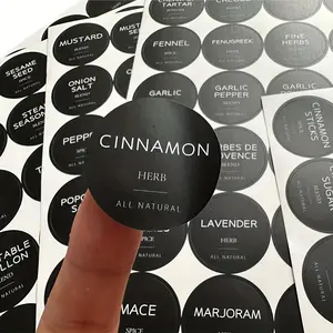 Round Spice Label Sticker, 5 Sheets/180pcs Spice Jar Label Sticker, Self Adhesive Label Sticker for Glass Jar, Kitchen Label Sticker