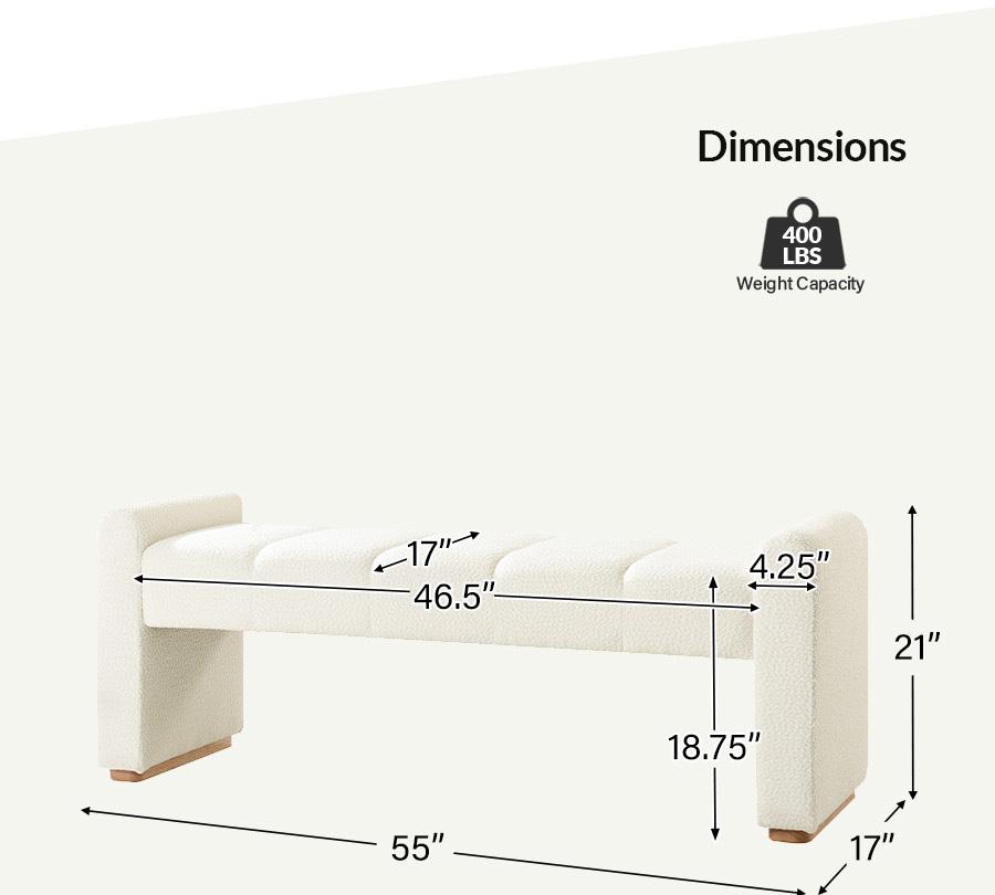 Hulala Jonas Contemporary Mudroom Bench with Unique Piano Key Accents, Sturdy Rubber Wood Legs, Thick Padded Cushion, Modern Design & Entryway Fit, Footstool