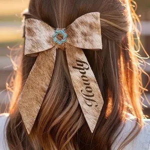 Personalized Cowhide Clip Bow