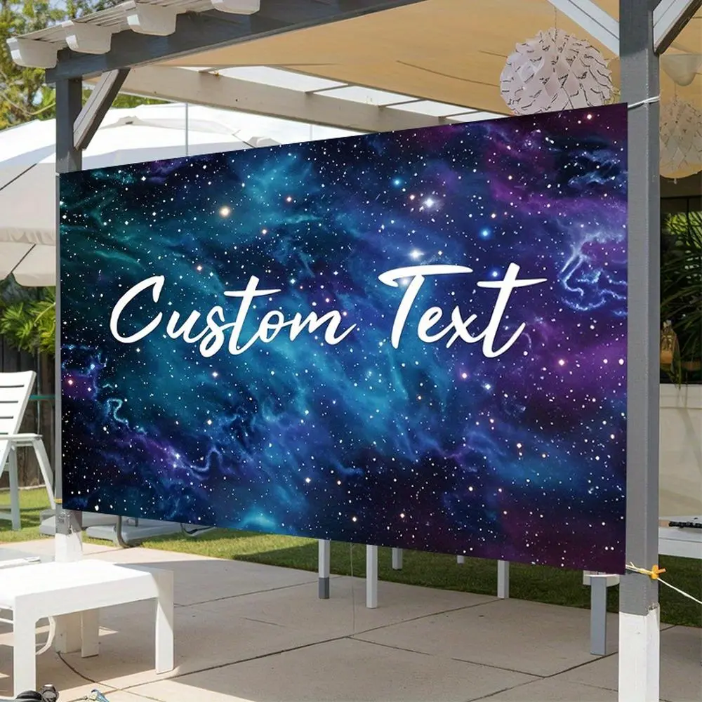1PC Polyester Reusable 2D Flat Custom Starry Sky Backdrop Banner - Universe Nebula Party Decoration Cloth, Birthday Photography Background Curtain for Indoor-Outdoor Events