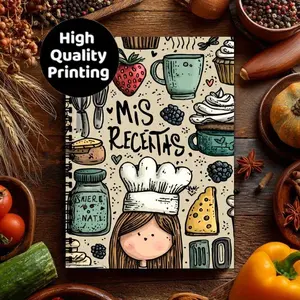 1 piece, 8.3*5.5 inches, Spanish recipe notebook, designed with a chef and baking theme, suitable for Spanish speakers, bakers and diary enthusiasts - an ideal gift