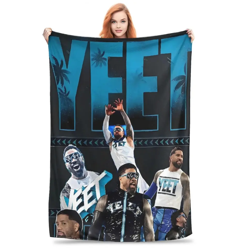 Super Soft Flannel Blanket Throw - Cozy Blanket for Kids Camping, JEY YEET USO Wrestling Bedding, Living Room Aesthetic Sofa Bed Cover, Valentine's Day Gift for Him & Her, Cozy Blanket Throw, Flannel Blankets