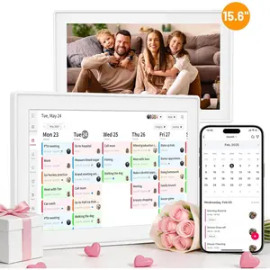 15.6 Inch Digital Calendar Wall Planner & Chore Chart, Smart WiFi Touchscreen Interactive Family Planner, Electronic Calendar for Family Schedules, Meal Planner & To-Do List, Wall & Desk Mountable