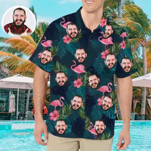 Custom Hawaiian Shirt with Face for Men Personalized Photo Hawaiian Shirts, Trendy Hawaiian Shirt for Men and Women, All over Print Hawaiian Perfect for Beach, Vacation, or Casual Summer Outfit
