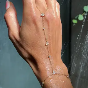 US-FASHION - 2025 Summer New Rhinestone Flower Bracelet Geometric Crystal Metal Bracelet for Women Beach Party Jewelry Accessories