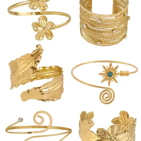 6-Piece Women's Fashionable, Adjustable Arm Bands, Geometric Sun Moon Theme, Casual Style, All Seasons, Alloy Material, Casual Accessories