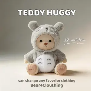 TEDDY HUGGY Adorable Teddy Bear Collection - Totoro Outfit Paired with a Cute Teddy Bear - 12 Inches Tall - Soft Plush Toy with Movable Joints - The Perfect Gift for Any Age.