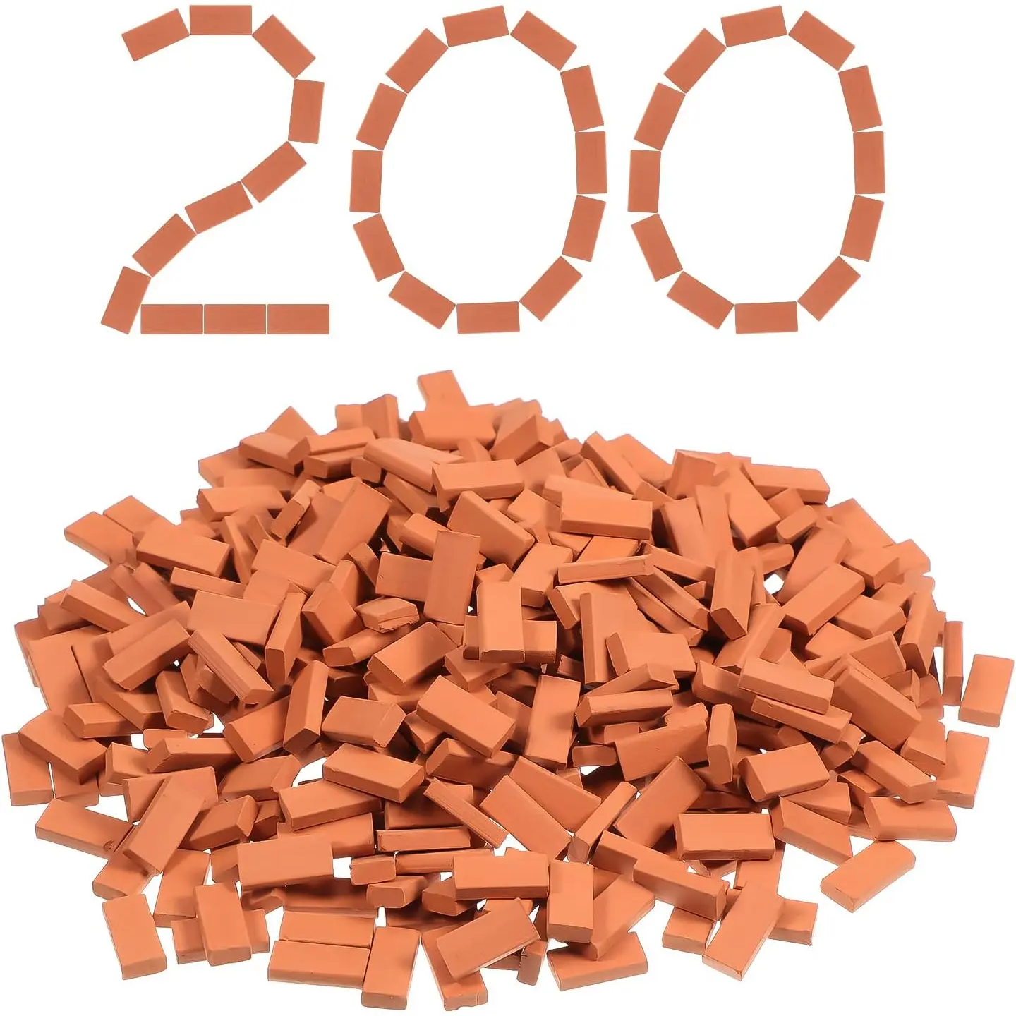 200 Pcs Miniature Bricks for Crafts Mini Bricks Small Clay Brick