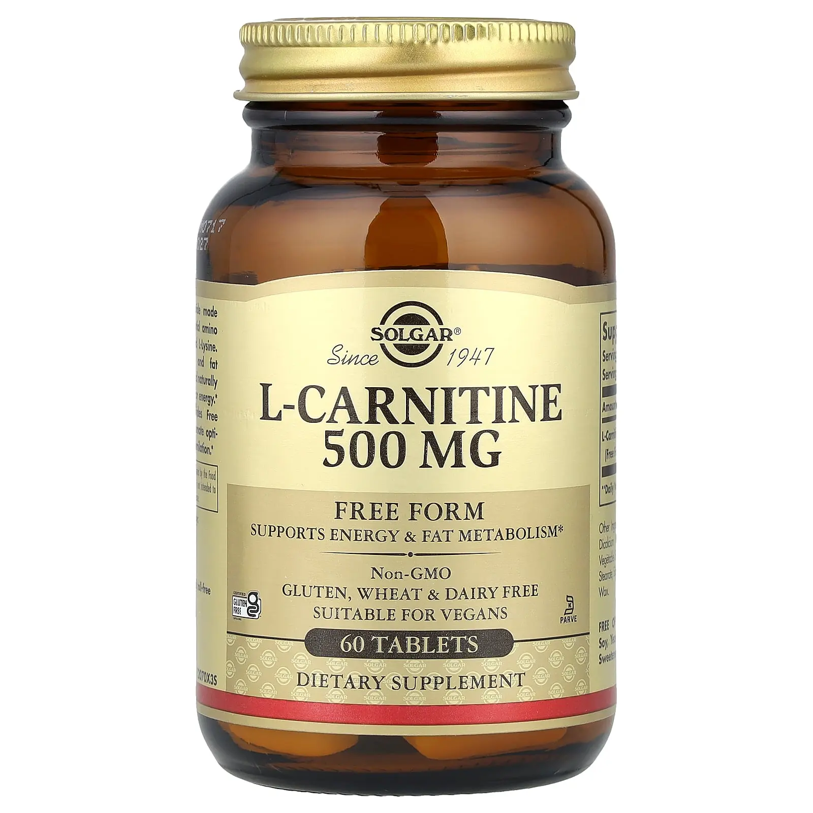 Solgar L-Carnitine, Free Form, 60 Tablets (500 mg per Tablet) Solgar L-Carnitine, Free Form, 60 Tablets (500 mg per Tablet)
