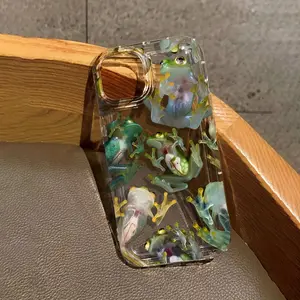Abstract Green Frog Phone Case, Comfortable Grip, for iPhone 17 Air/16 Plus/15 Pro Max/14 Pro/13/12/11 and Other Mobile Phone Cases/Full Protection Shockproof Phone Case/Suitable as a Gift for Family or Friends/Protective Accessories/QNK56