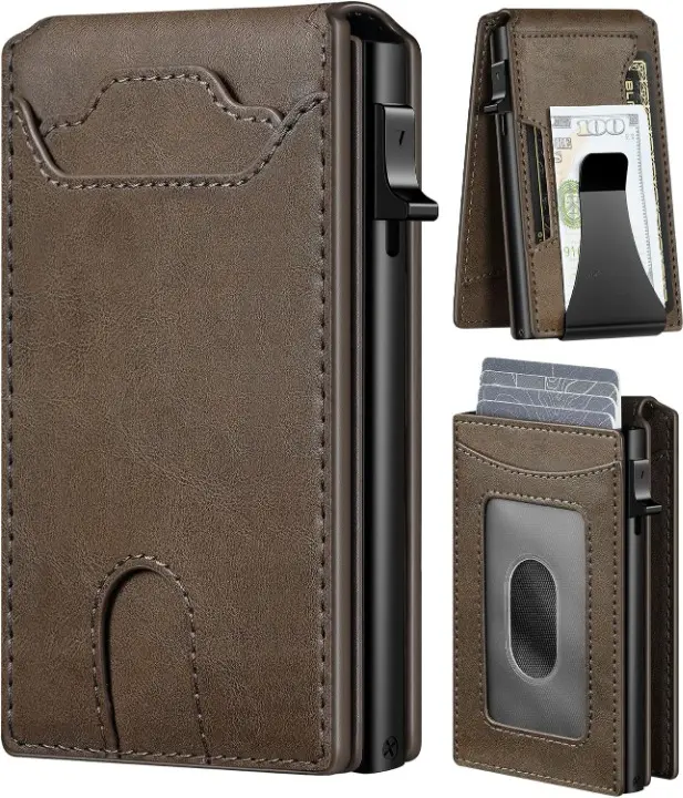 Card Wallet for Men Slim Minimalist: Smart Pop Up Wallets with Money Clip - RFID Front Pocket Credit Card Holder - Gift for Men Husband