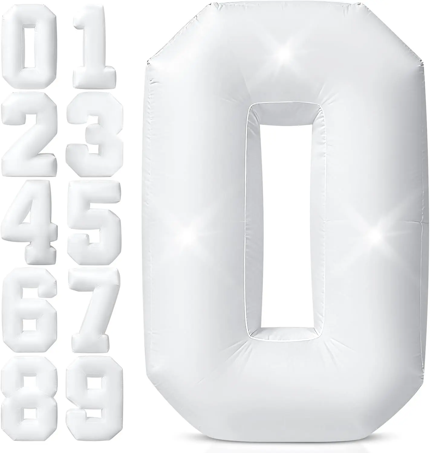 5FT Giant Inflatable Number 0 Decoration Easy Setup Reusable Blow Up Marquee with Built-in 3 LED Birthday Party Supplies for Boys Girls Indoor Outdoor Decor for Anniversary Celebrations