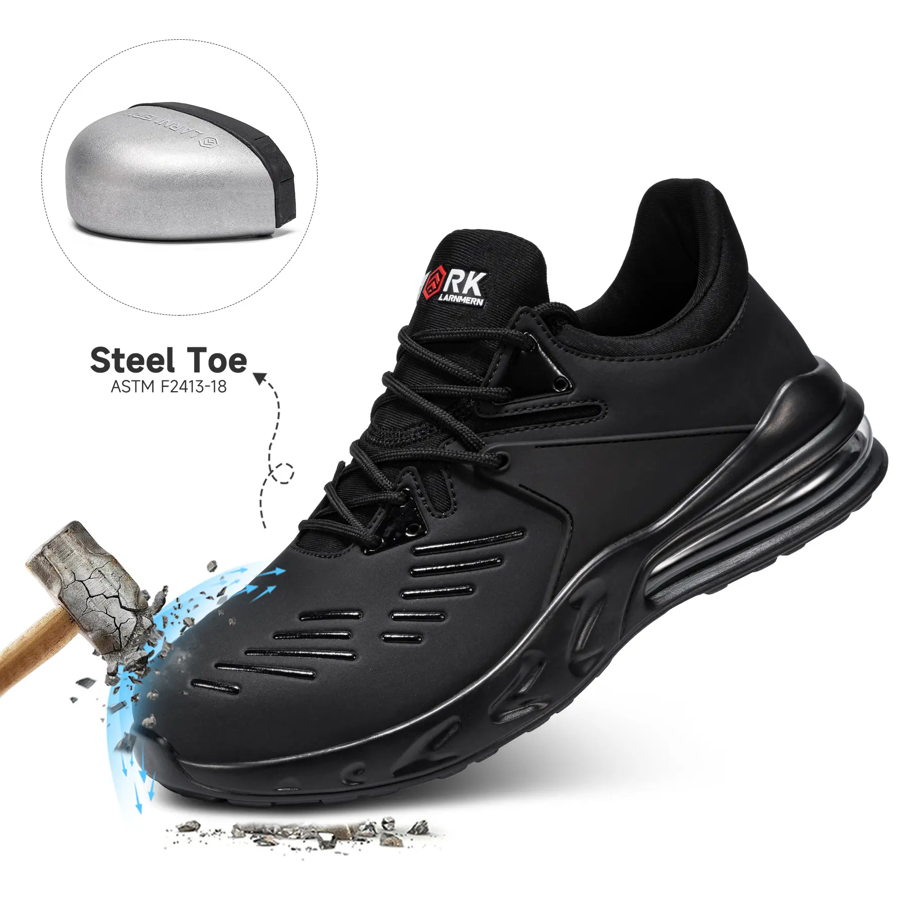 Unisex Steel Toe Work Sneakers, Waterproof & Slip Resistant, Lightweight Cushioned Safety Shoes, Durable All Season Footwear for Construction, Woodworking & Heavy Duty Work