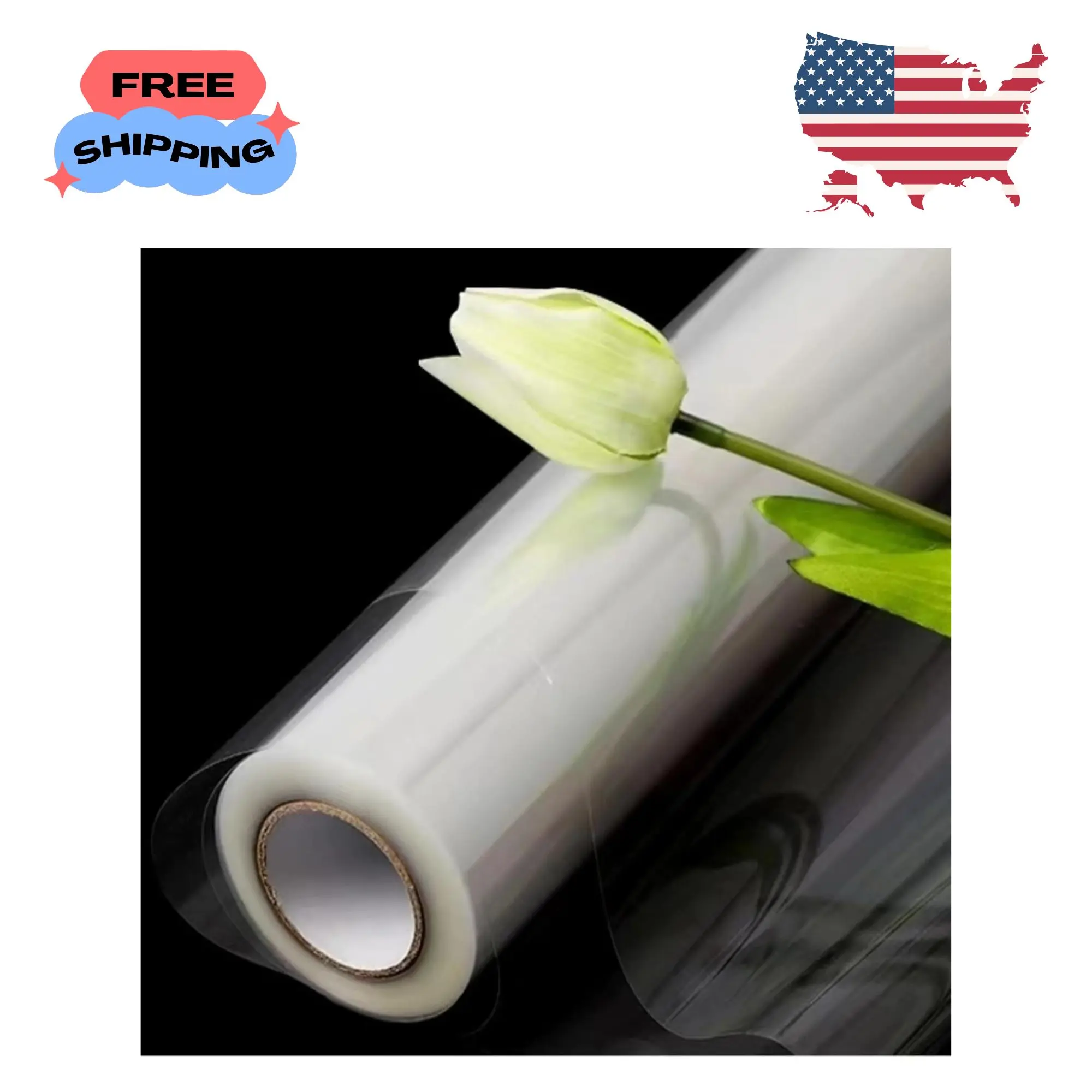 32in×50ft 3 Mil Thick Clear Cellophane Wrap Roll for Bouquet Flower Wrapping