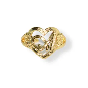 Harper Ray Adore Initial Ring with Heart Design - Adjustable Ring