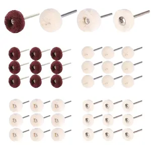 40 Pieces 3/32inch (2.35mm Mandrel) Rotary Tool Accessories Jewelry Polishing Kit, Soft Fine White Cotton Cashmere Polishing Buffing Wheel Burr for Rotary Drill Tools