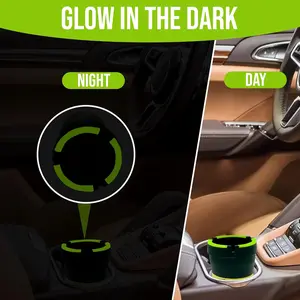 5 Pack Car Ashtray with Lid - Glow in the Dark Butt Bucket, Self-Extinguishing & Smokeless Cup Holder Ashtray for Car, Outdoor, Home and Office - Black