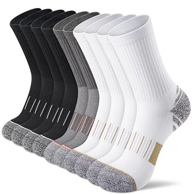 Women's 5-Pair Mid-Calf Sports Socks, Athletic Running Socks, 1 Size, Prop 65 Safe, One Size