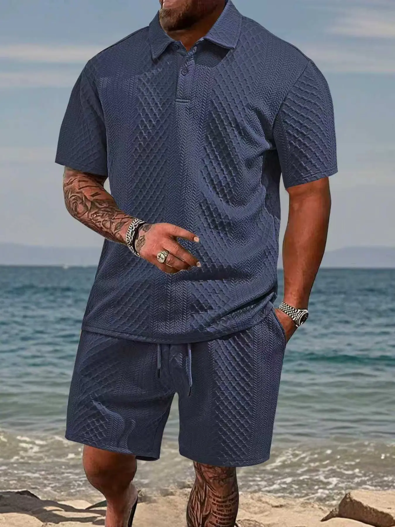 Men's Casual Sports Short Sleeve Shorts Set, Summer Fashion, Athleisure Summer Clothes, Athleisure Sportswear Set, Comfortable & Stylish, Perfect for Daily Wear, Activewear Shorts Set