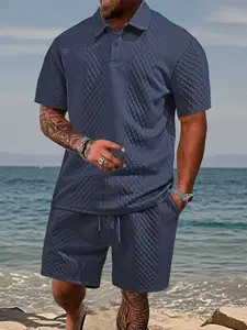 Men's Casual Sports Short Sleeve Shorts Set, Summer Fashion, Athleisure Sportswear Set, Comfortable & Stylish, Perfect for Daily Wear, Activewear Shorts Set