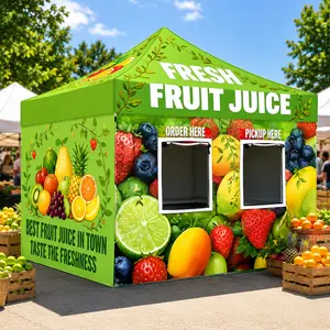 3*3m Aluminium Frame Fruit Juice Tent, Concession Stand Canopy, Business Event Accessory for Pop-Up Shop & Snack Bar Food Booth