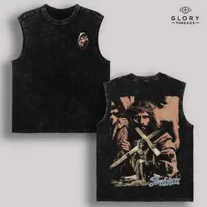 Savior Vintage Washed Tank Top – Oversized Christian Streetwear Graphic Tee, Acid Wash Soft Cotton Shirt, Faith T-Shirt, Jesus Cross Graphic Tee, Unisex Casual Christian Apparel, Gym Pump Cover, Everyday Wear for Believers