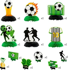 12Pcs Soccer Ball Birthday Honeycomb Centerpiece Football Soccer Theme Topper Centerpieces Theme Party Table Topper Happy Birthday Decorations for Boys Kids Party Supplies