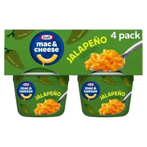 Kraft Jalapeño with Natural Flavors Mac N Cheese Dinner, 4 Ct Pack, 2.05 oz Cups, Shelf-Stable