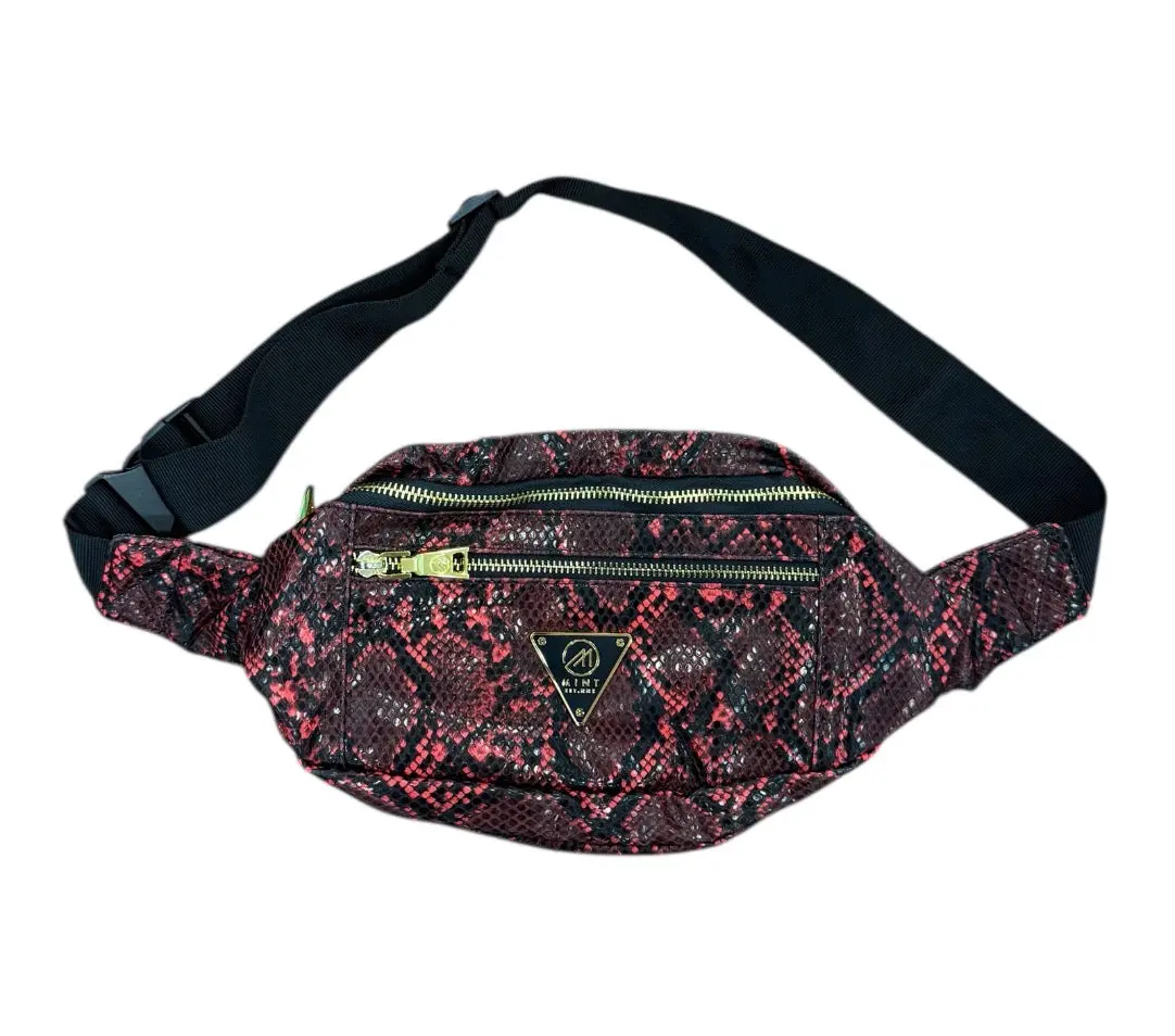 Mint Python Fanny Pack Bag (Red/Black)