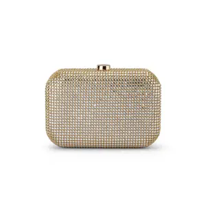 olga berg Rae Crystal Clutch in Champagne