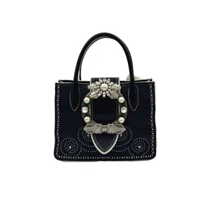 Pre-owned miumiu h3 pearl crystal hand crossbody bag 62257